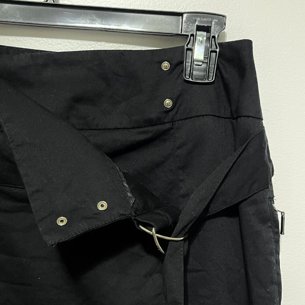 Womens Y2K Wrap Skirt 4 Black Goth Cyber Punk Emo 2000s Grunge Urban Alternative - Picture 4 of 10